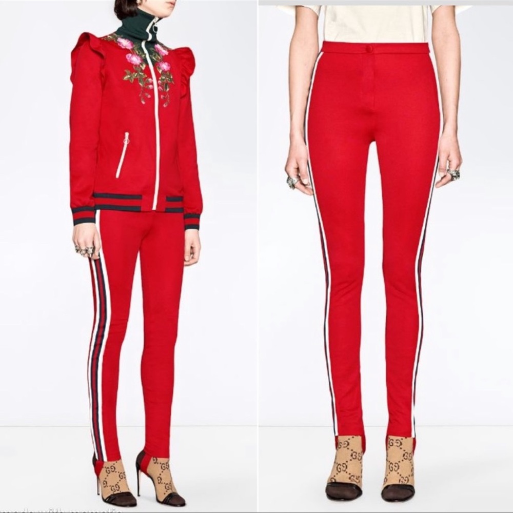 Gucci Striped Web Jersey Stirrup Leggings